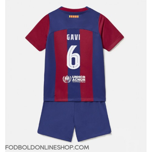 Barcelona Paez Gavi #6 Hjemme Trøje Børn 2023-24 Kortærmet (+ Korte bukser)